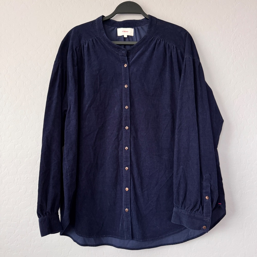 Xirena Corduroy Tunic Top Button Down Long Sleeve‎ Oversized Navy L